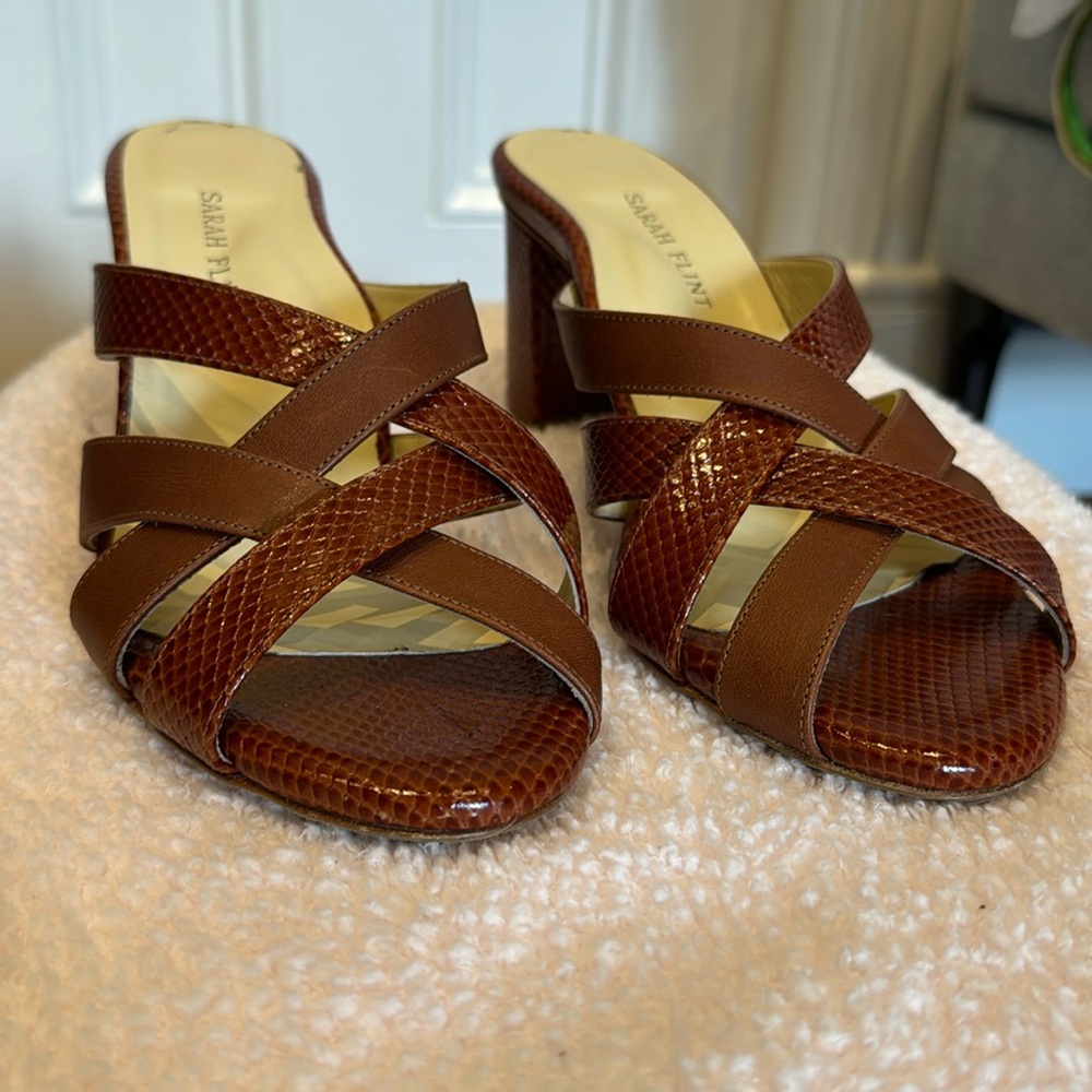 Sarah Flint “Perfect Crisscross” Sandal cognac brown sz 9 (39.5)